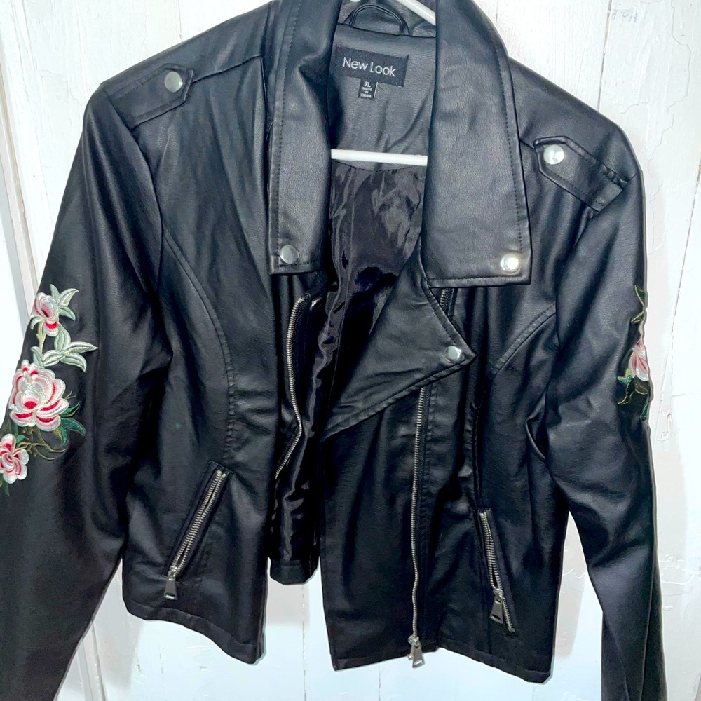 Flowered Leather jacket